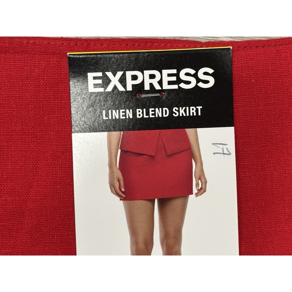 NWT Express Linen Blend Skirt Women's Size Medium Red - Picture 4 of 7